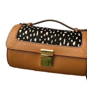 Vince Camuto Brown Crossbody Leather Purse w/ Black & White Calfskin Accent